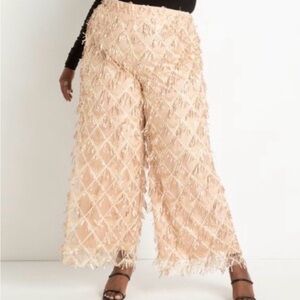Eloquii Wide Leg Fringe Sequin Pants Stretch Waist New Years 1920s Party